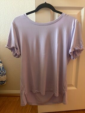 Women's Lavender Short Sleeve Tee with Rolled Sleeves